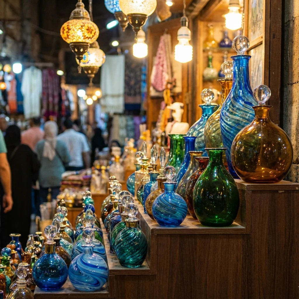 Delicate Hand-blown Egyptian Glass Perfume Bottles